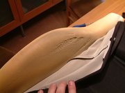 Exhibit A - Signs of wear from thigh rubbage! The foam has also softened significantly.